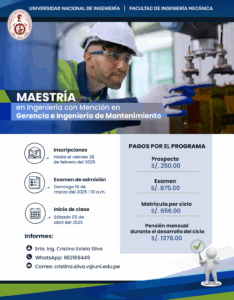 Lee más sobre el artículo Maestría en Ingeniería con Mención en Gerencia e Ingeniería de Mantenimiento